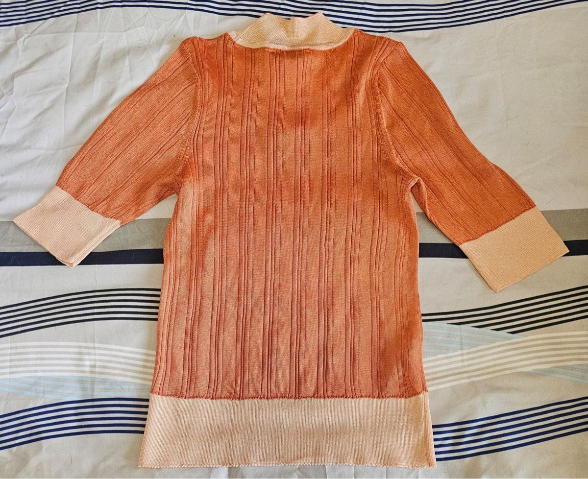 Mango Top: Pull MANGO «XS» côtelé orange et rose clair – Nuovo e nell'imballaggio originale da Henniez venduto da jcf_6rzc 1