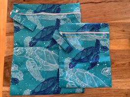 Set 2x Wetbag / Nasstasche / Beutel  Motiv Schildkröte