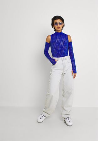 Jaded London CUT OUT HIGH NECK - Langarmshirt - blue