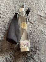 Glasflasche mit Edelsteinen Schutzhülle neu Blume des Lebens