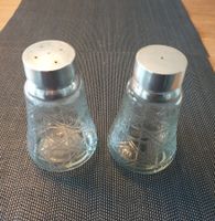Salz & Pfeffer Set, Glas/Metall, Vintage Look, Top Zustand