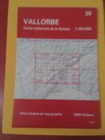 Landkarte der Schweiz Vallorbe mit Kilometernetz