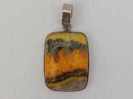 Pendentif en Jaspe Bourdon & Argent 925 - Pièce unique !