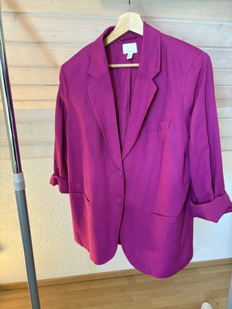 PINKER BLAZER AUS EINER LEINENMISCHUNG