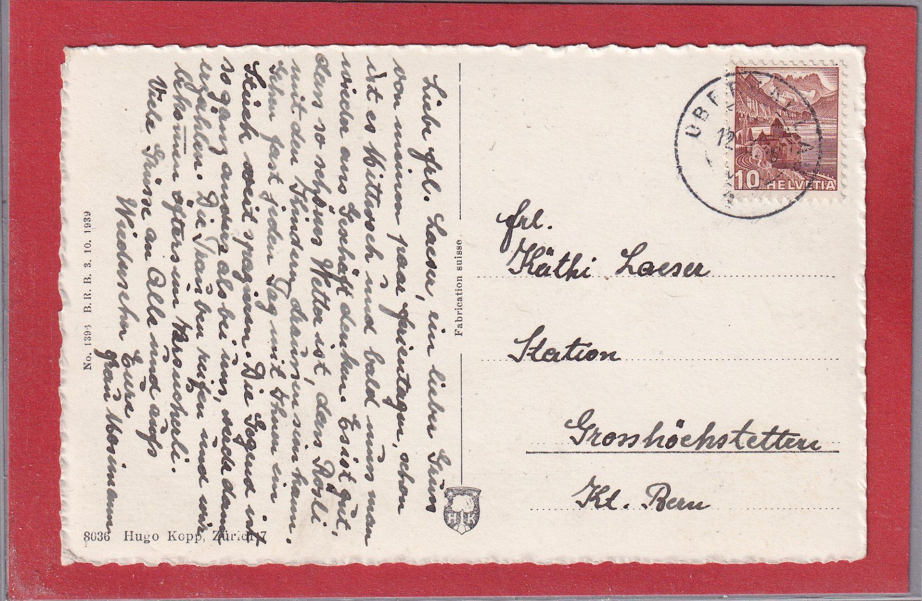 Ansichtskarten: Oberhallau (SH) - 1946 – Gebraucht aus Orvin von Pyaeschli 1