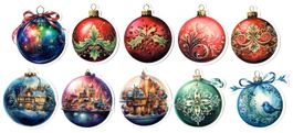 Stk. Weihnachtskugeln Sticker, Set 4, ca. 5x6 cm