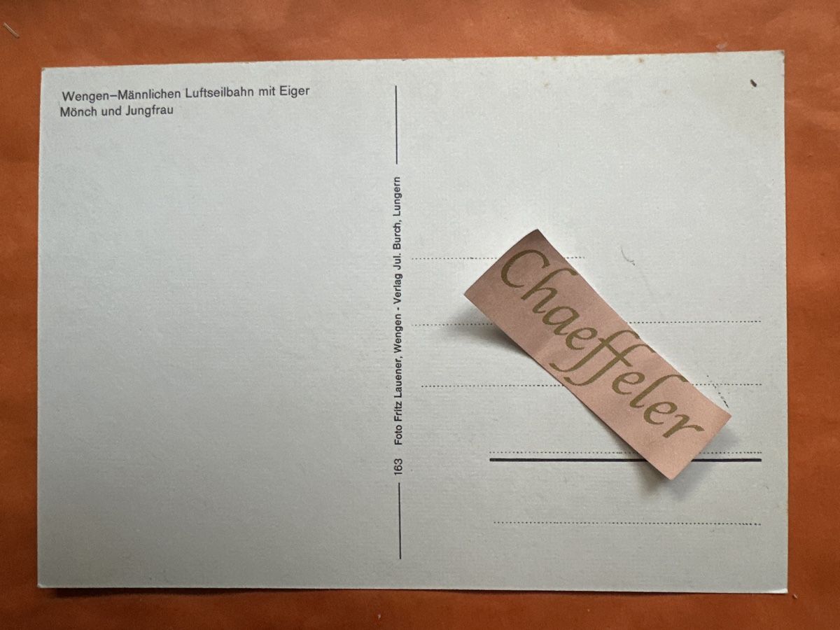 Cartoline postali: Wengen-Männlichen Bahn Postkarte Eiger Mönch Jungfrau – Usato da Zürich venduto da Chaeffeler 1