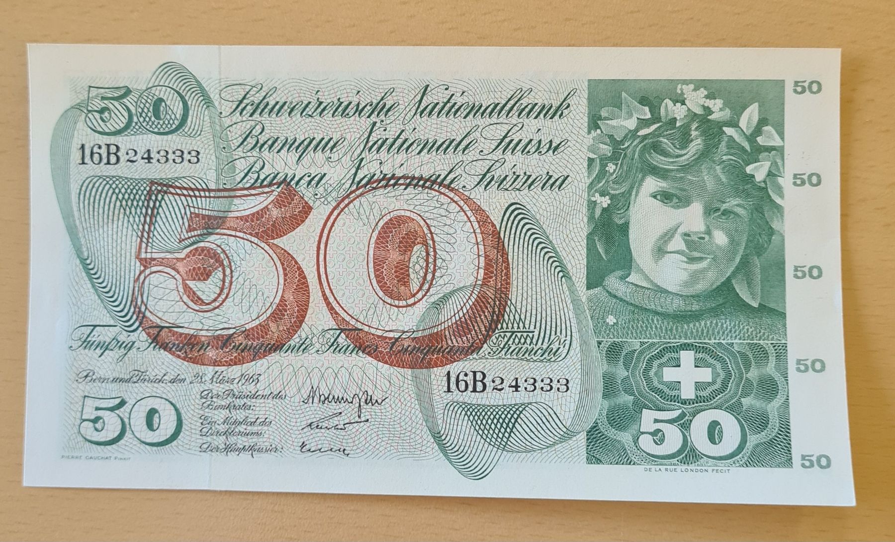 Banconote: 50-Franken-Note von 1963 - – Nuovo (secondo la descrizione) da Grüningen venduto da Highclere