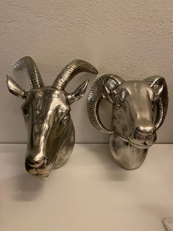 Wanddeko Steinbock und Widderkopf Kaufen auf Ricardo
