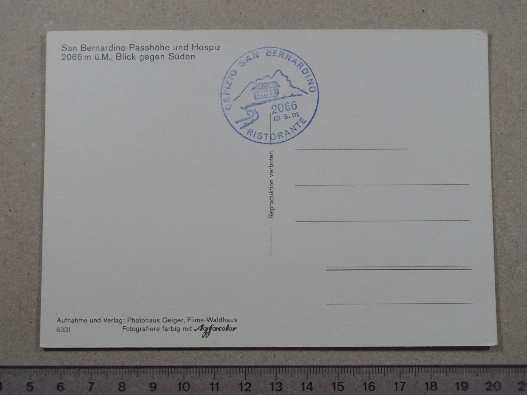 Cartes postales: San Bernardino Passhöhe, Hospiz – D'occasion à Lenzburg par fh1 1