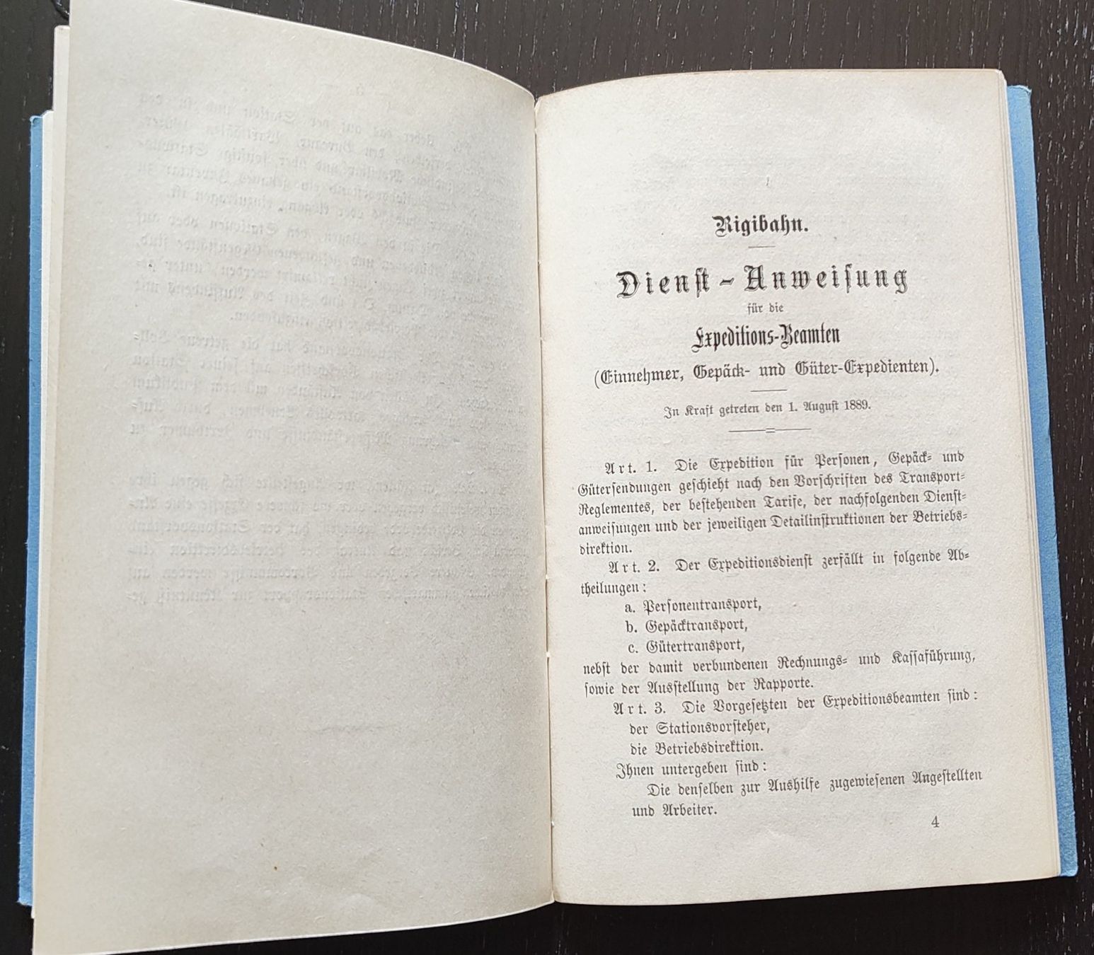 Documenti: VRB Rigi-Bahn Dienstreglement 1889 – Usato da Biberist venduto da Slick 7