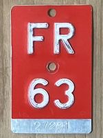 FR 63 - VELONUMMER - FAHRRADSCHILD - PLAQUE DE VELO - FR 63