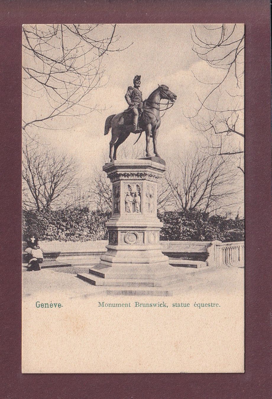 Ansichtskarten: GENEVE - Monument Brunswick - Statue équestre – Gebraucht aus Pully von nicecards