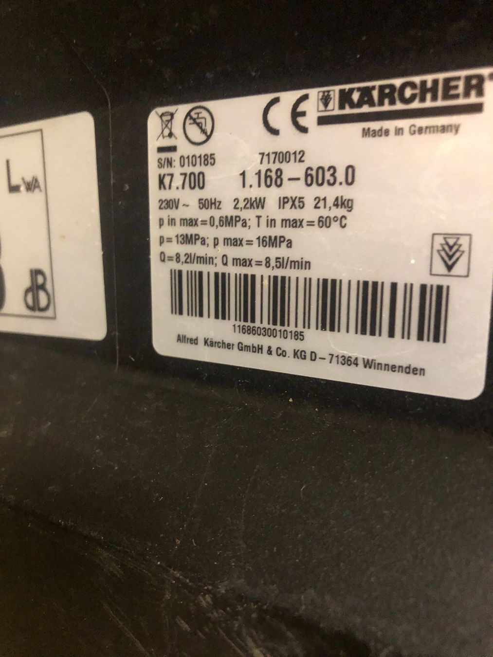 Kärcher Idropulitrici ad alta pressione: Verkaufe Hichdruck kärcher K7:700 – Usato da Adlikon b.Regensdf venduto da MS1950 3