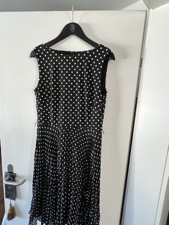 Sommerliches Lauren Kleid, Grösse 10, schwarz-weiss gepunkte