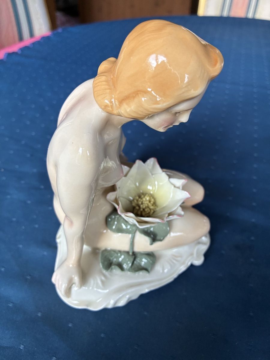 Karl Ens Statuette: Ens - weiblicher Akt mit Seerose – Usato da Dornach venduto da Rosengarten 2
