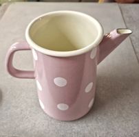 Emaille-Kaffeekrug - Neuware (o. Deckel) rosa mit Punkten