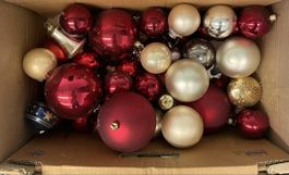 Weihnachtskugeln-Set, Vintage Christbaumkugeln, Rot/Gold