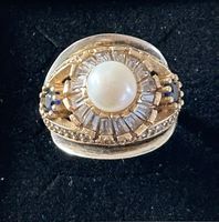 Wunderschöner 925 Silber Ring mit Perle und Zirkonia Gr. 62