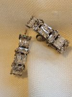 Vintage Sterling Silber und Strass Creolen