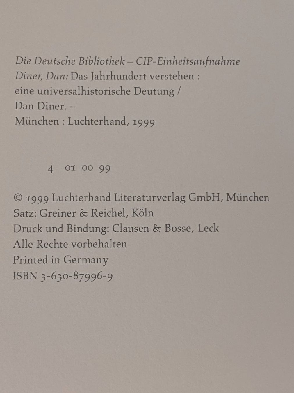 Libri: Das Jahrhundert verstehen - Dan Diner Luchs – Usato da Thalwil venduto da sultan03 5