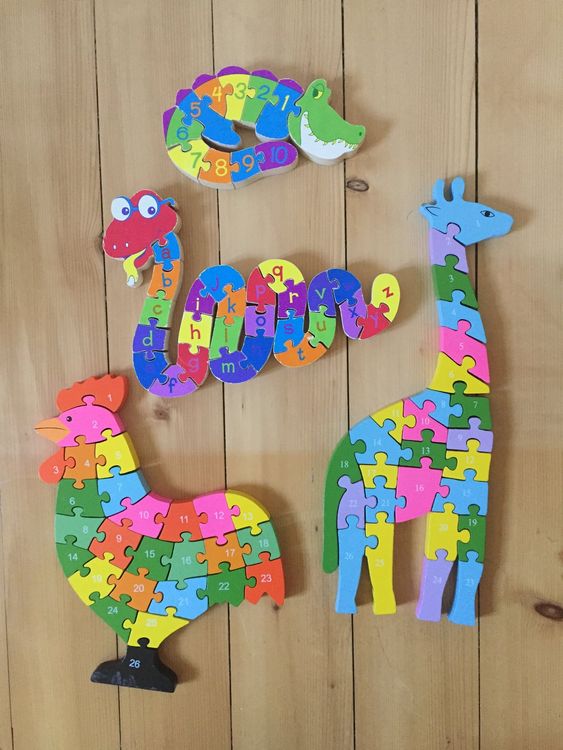 Montessori Holz Puzzle Ab 3 Jahre - 11 Tierpuzzles Für Kinder