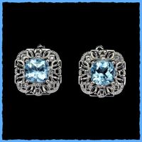Blautopas Ohrringe 925 Silber