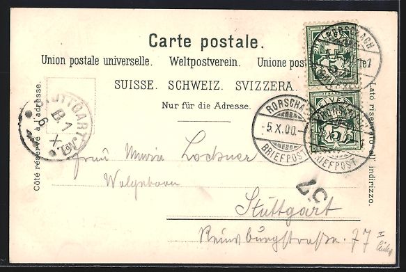 Cartoline postali: Litho Rorschach, Hafen, Villa Seefeld, O – Usato da Berlin venduto da bartko-reher 1
