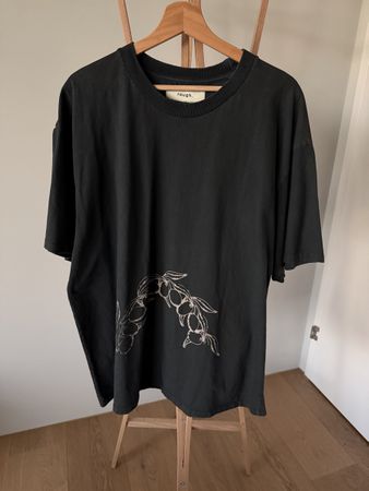 Rough T-Shirt Schwarz, Olive Print, Gr. L, Top Zustand!