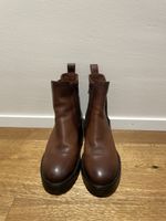 Damen Leder Stiefeletten braun mit Reissverschluss, Grösse 3