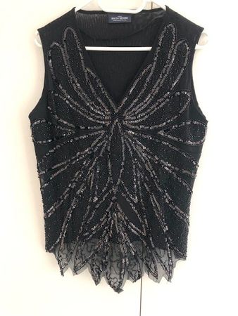 Pailletten-Top, ärmellos, schwarz, 44/46, C&A, Polyester