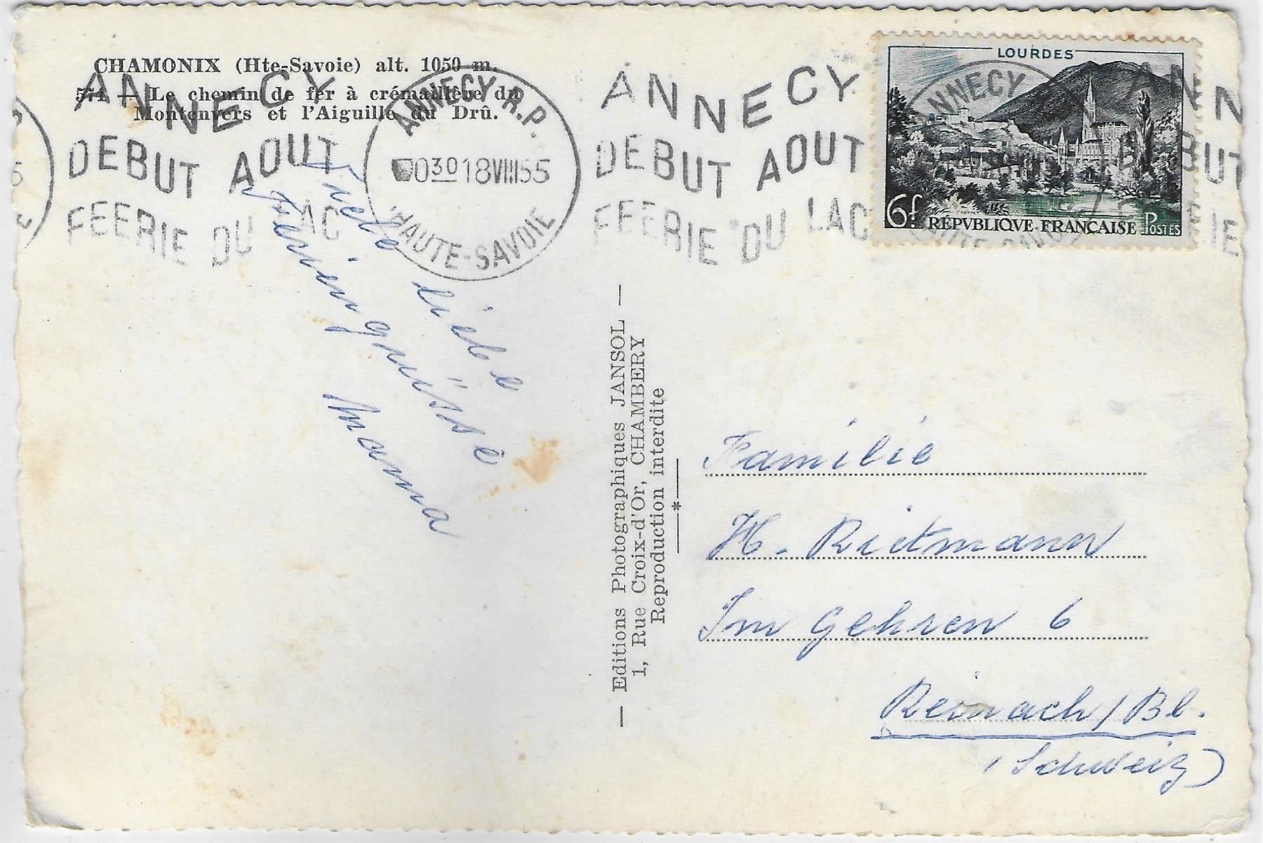 Cartes postales: Chamonix - chemin de fer - Dampfzug – D'occasion à Ettingen par Kartenplanet 1
