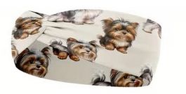 HAARBAND, ELASTISCH MIT YORKSHIRE TERRIER WELPE  NEU