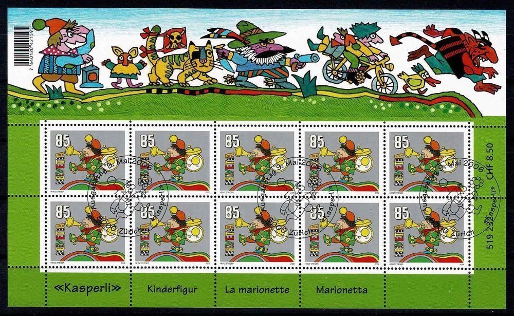 Tutti i francobolli: 2006 Schweiz - Kleinbogen Kasperli ET – Nuovo (secondo la descrizione) da Liestal venduto da Skunk02