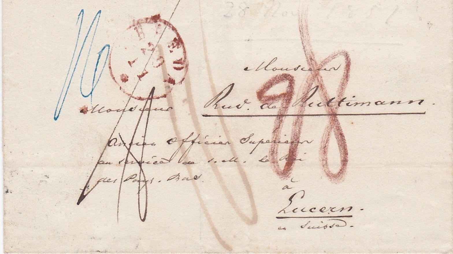 Tous les timbres: Bahnbrief Breda-Deutz-Luzern 1851 – D'occasion à Dielsdorf par bonambler