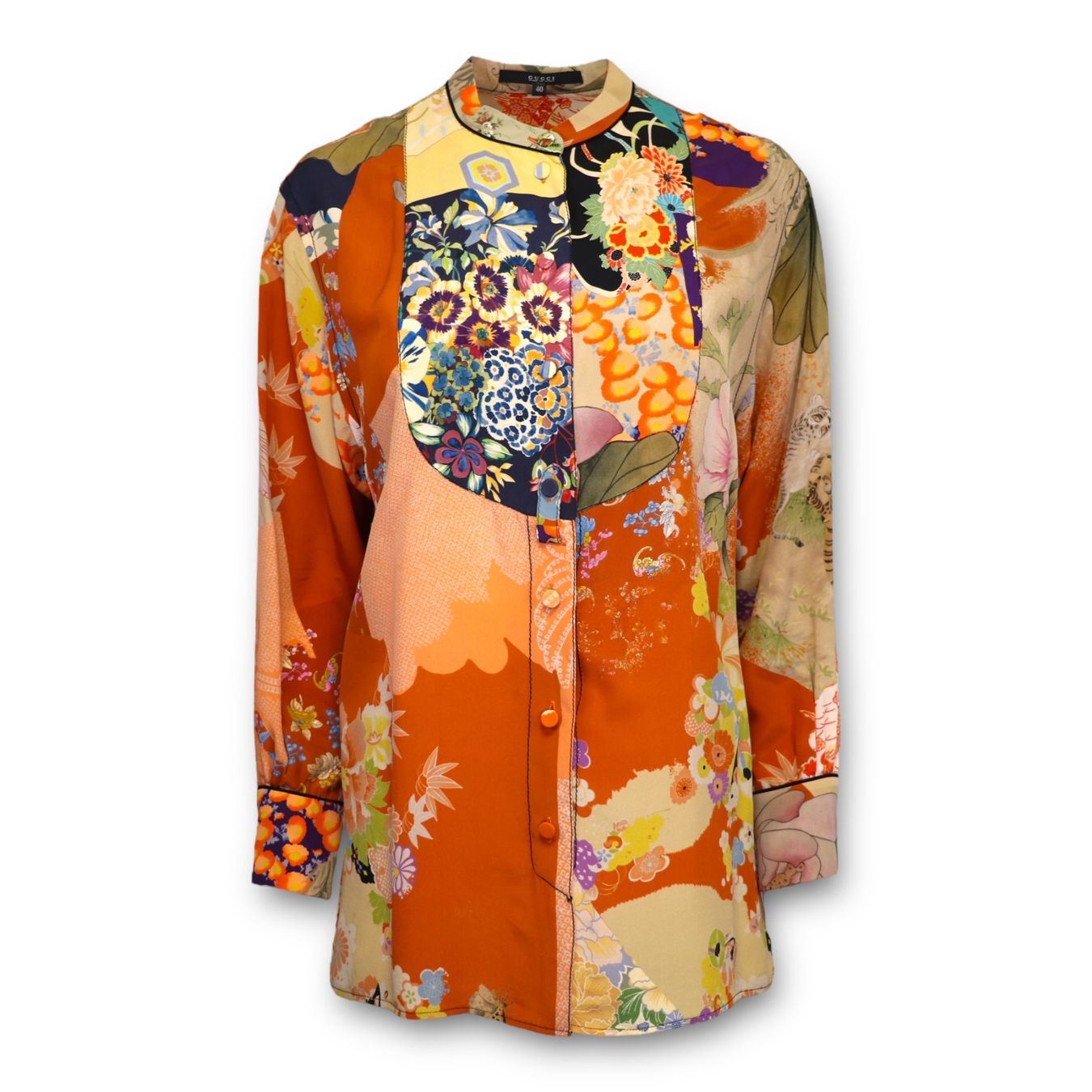 Gucci Blusen: Gucci Seidenbluse bunt gemustert IT 40 DE 36 – Gebraucht aus Binningen von Designerlabels