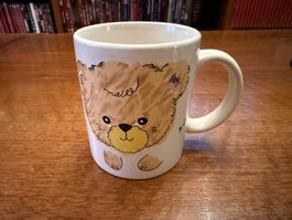 Keramik Tasse mit Bären Motiv weiss gebraucht Zustand