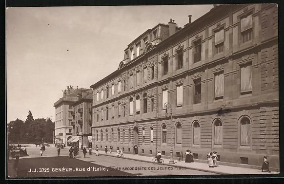 Cartoline postali: Genève, Rue d'Italie, École secondaire – Usato da Berlin venduto da bartko-reher