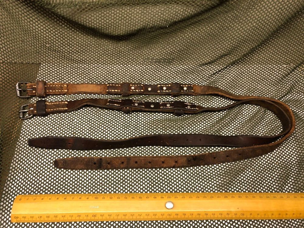 5x Original Schweizer Armee Lederriemen - Militär Leder Befestigungsgurte 21cm