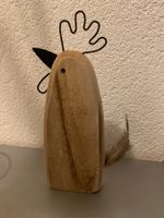 Huhn Holz mit Drahtkamm & Feder, Höhe 22cm