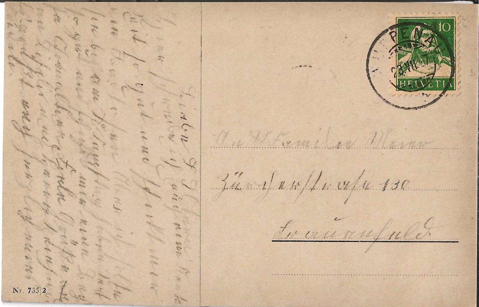 Cartoline postali: Karte Stäfa (Bahnhof u. Post 1917) – Usato da Zürich venduto da Philacat11 1