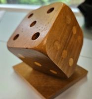 Holzwürfel-Stifthalter; Vintage 1960er Jahre