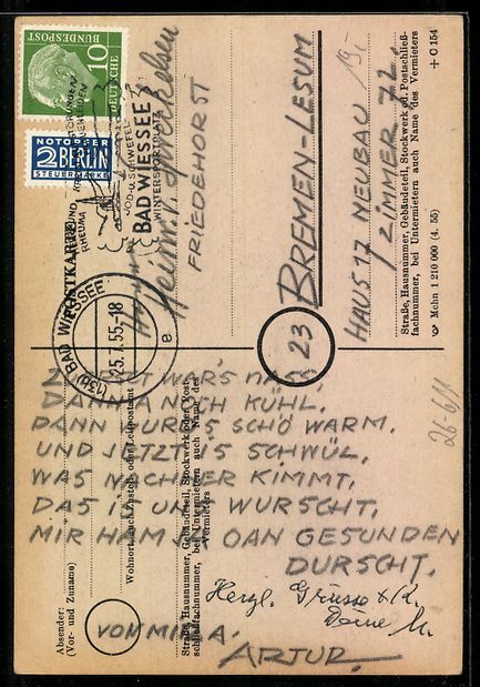 Cartoline postali: Handgemalt: Pfeife rauchender Mann mit B – Usato da Berlin venduto da bartko-reher 1