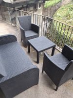 Gartenmöbel Set Rattanoptik schwarz 4-teilig