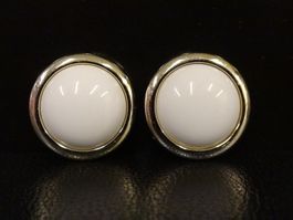Vintage Ohrclips Clips Ohrschmuck Weiss 60er 70er 80er Jahre