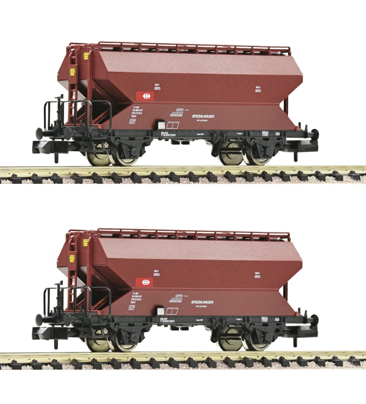 Fleischmann Modellini di ferrovie: Fleischmann 830312 SBB - 2-tlg. Set: Getreidesilowagen – Nuovo e nell'imballaggio originale da Derendingen venduto da Benfis