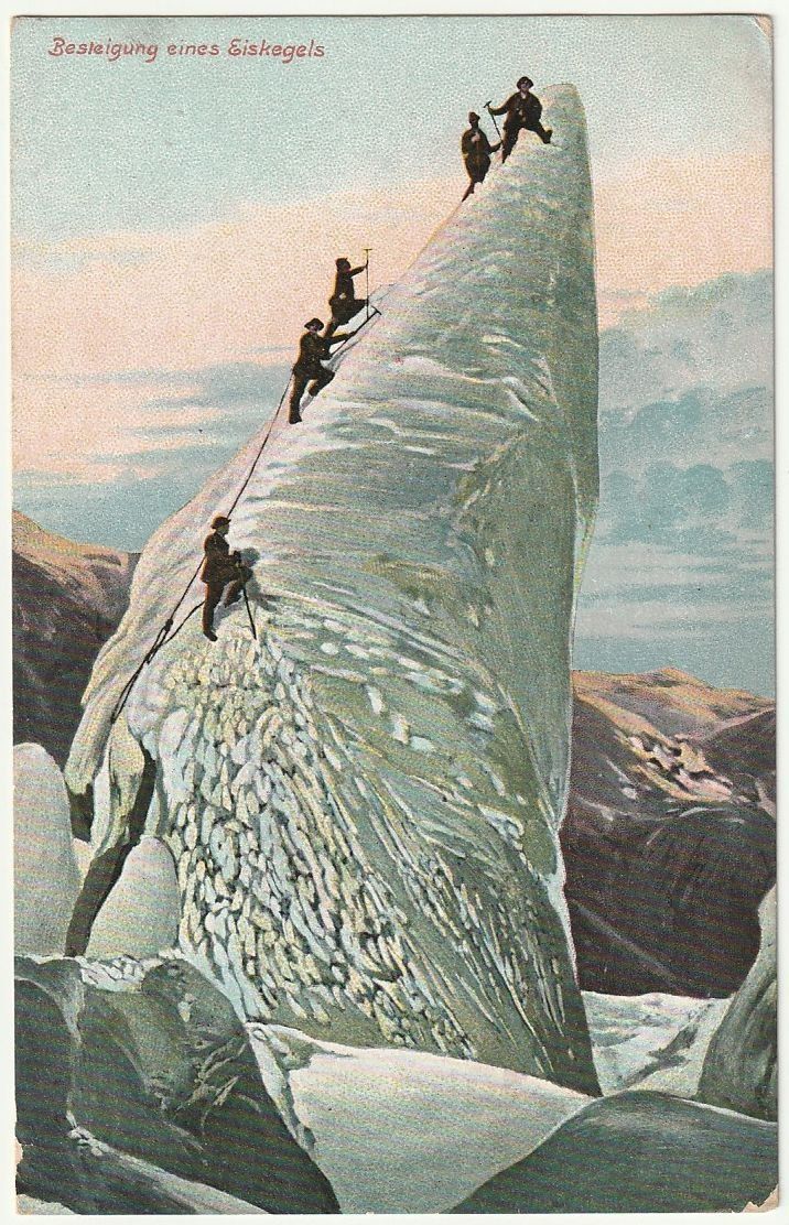 Ansichtskarten: Litho "Besteigung eines Eiskegels" 1908 – Gebraucht aus Fislisbach von Zigzag12