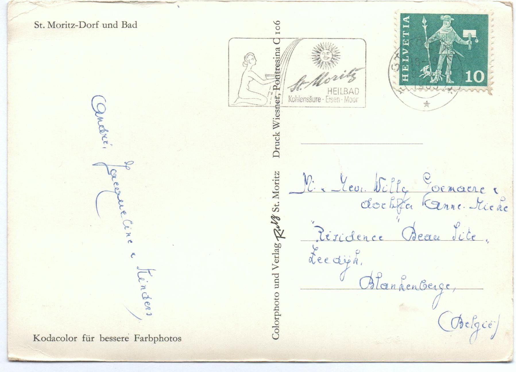 Cartoline postali: 4 x Ansichtskarten ST. MORITZ – Usato da Jona venduto da philajona 1