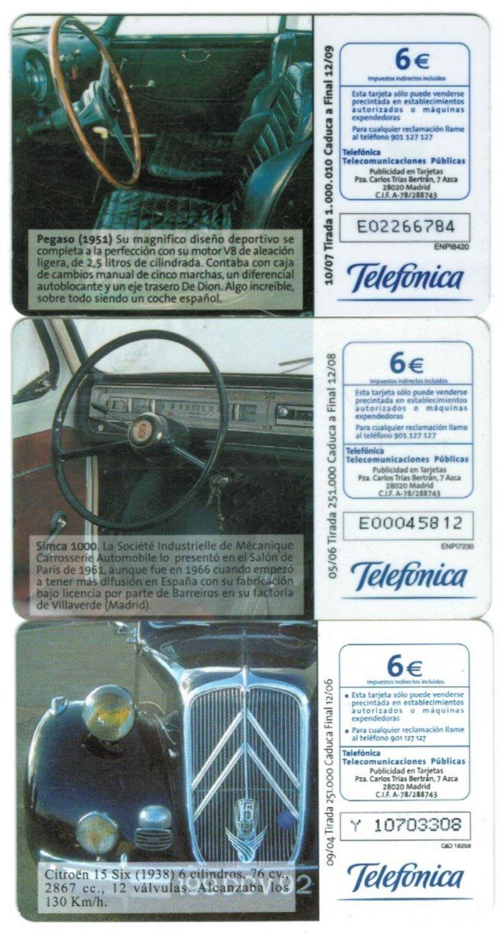 Telefon- & Taxkarten: 3 Telefonkarten Spanien Oldtimer Autos – Gebraucht aus Zürich von Tolima194 1