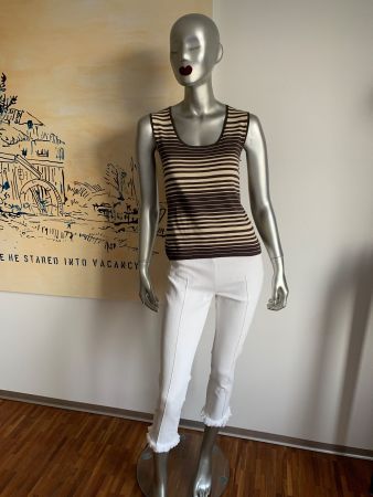 AKRIS punto: Neues edles braun/beige gestreiftes Top, 36